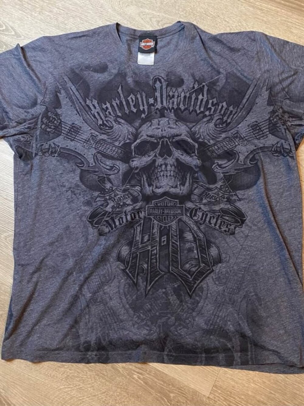 Men’s Harley-Davidson XL Dark Gray Skull & Guitars Graphic T-Shirt